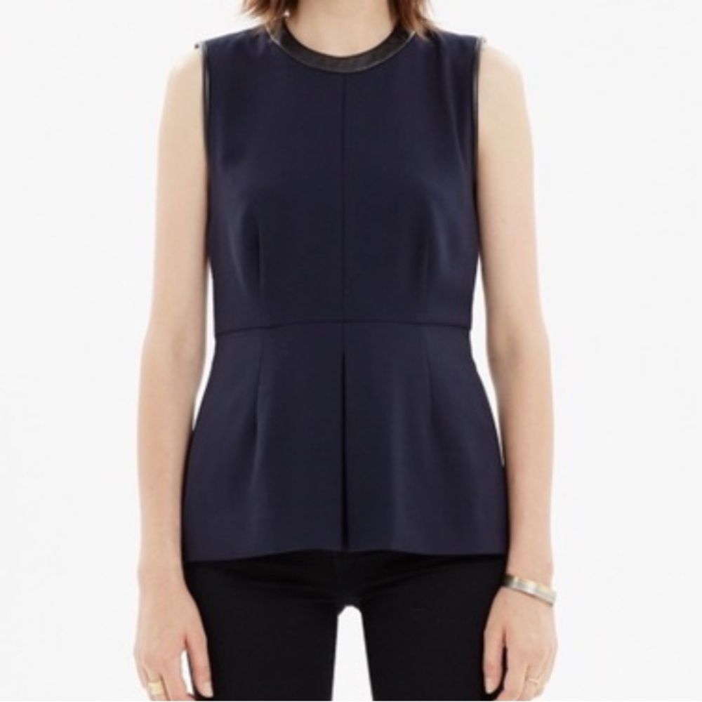 Madewell leather trim peplum top